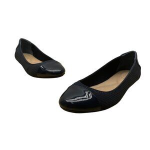 Alfani Womens Navy Quilted Fabric Patent Toe Cap Slip-On Tavii Flats Sz 7.5M